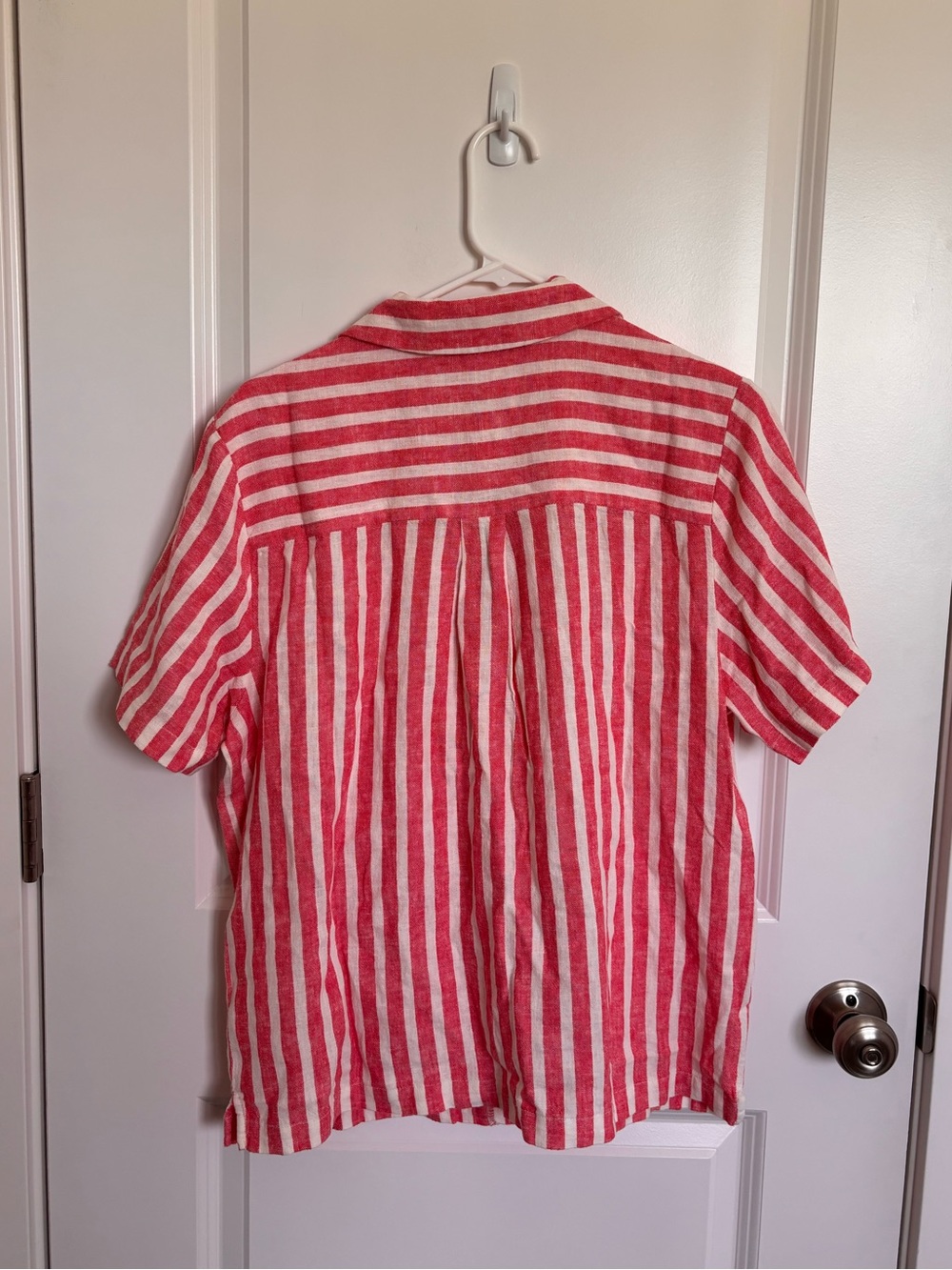 Universal Thread Striped Pink and White Short-Sleeve Linen Shirt - Picture 3 of 3
